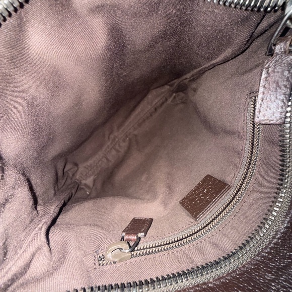 Gucci GG Canvas Messenger Crossbody Bag Beige Brown Flat Zip Leather Trim - Picture 7 of 8